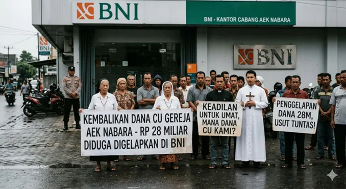 Kasus Penggelapan Dana Gereja Rp28 Miliar, BNI Hanya Talangi Rp7 Miliar, Jemaat Paroki Aek Nabara Tuntut Pertanggungjawaban Penuh